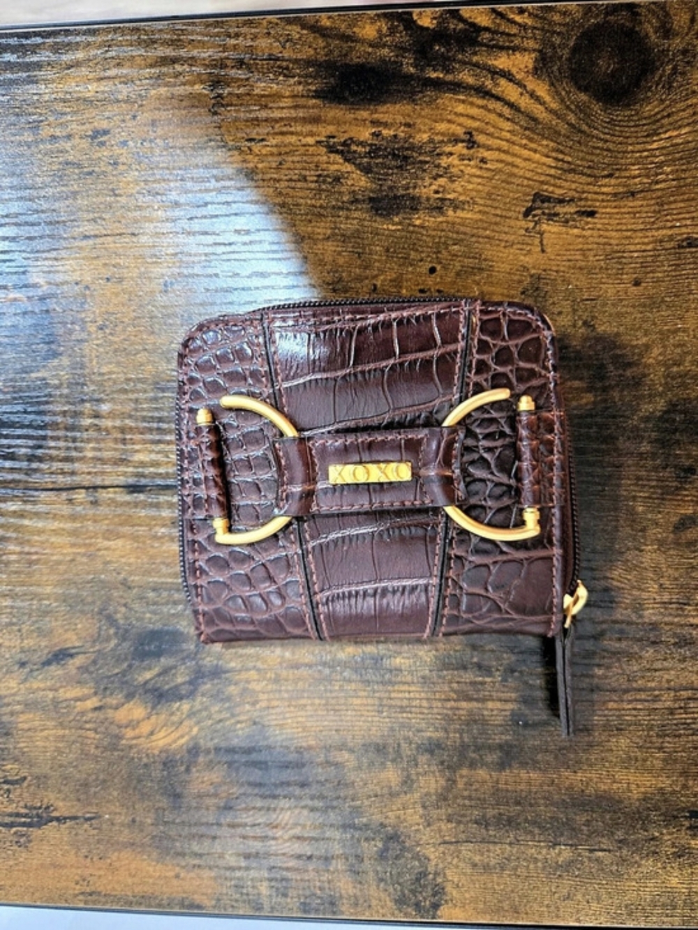 Vintage Y2k Crocodile Embossed XOXO Wallet
